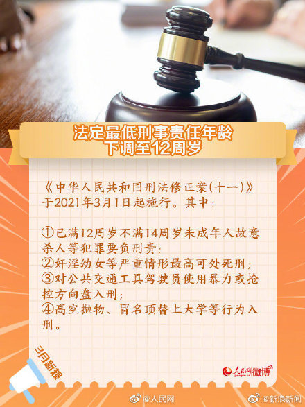 明天生效 法定最低刑责年龄下调至12周岁-李峰博客